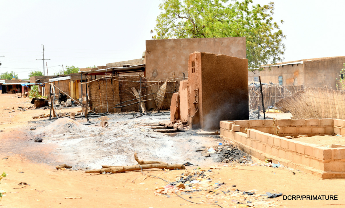 Burkina Faso Solhan damaged buildings after attack