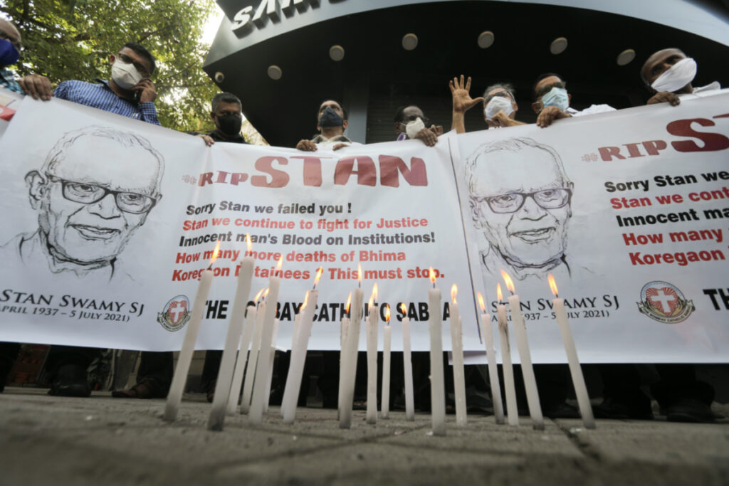 India Mumbai protest over death of Father Stan Swamy