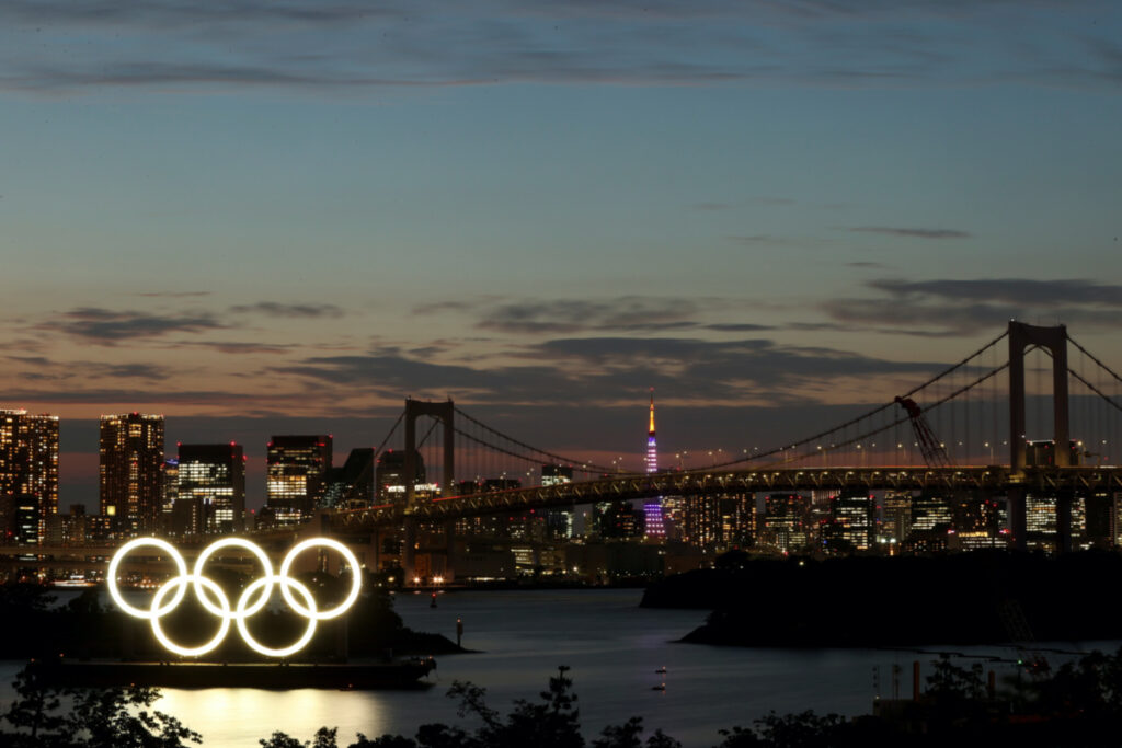 Japan Tokyo Rainbow Bridge Olympic Rings