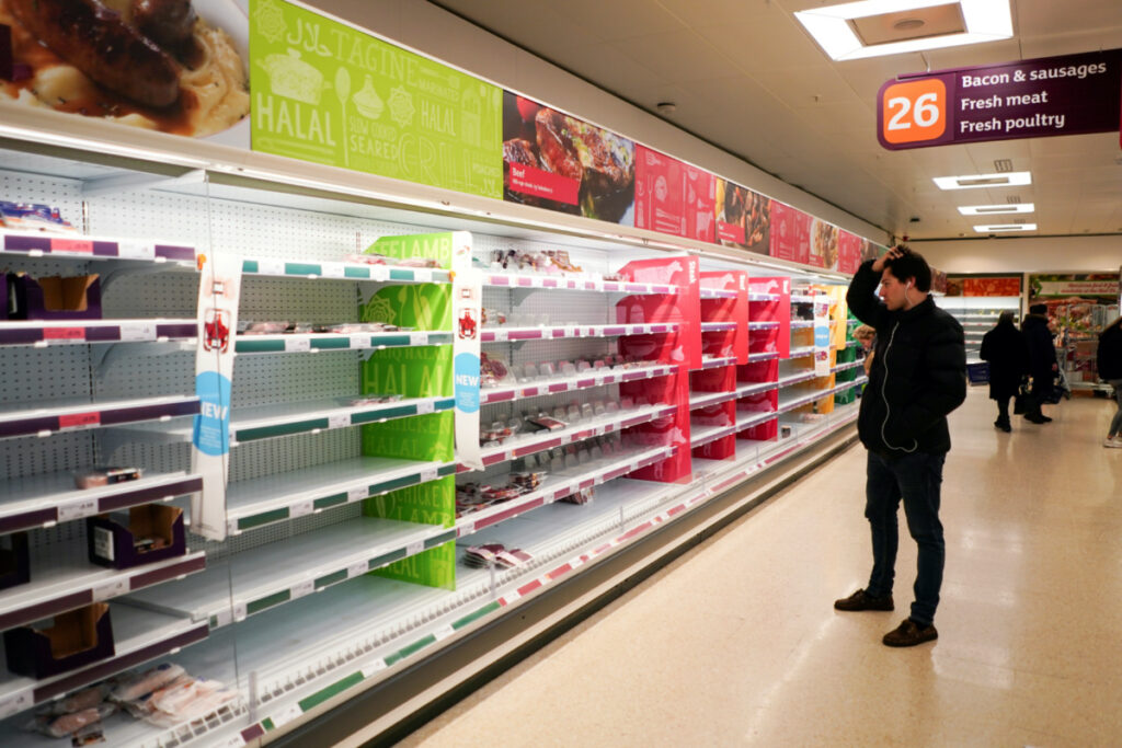 UK supermarket empty shelves