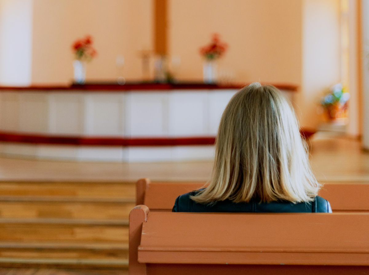 Woman sitting in a church