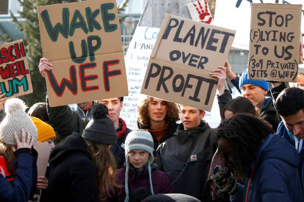 Switzerland Davos Climate change protest Greta Thunberg