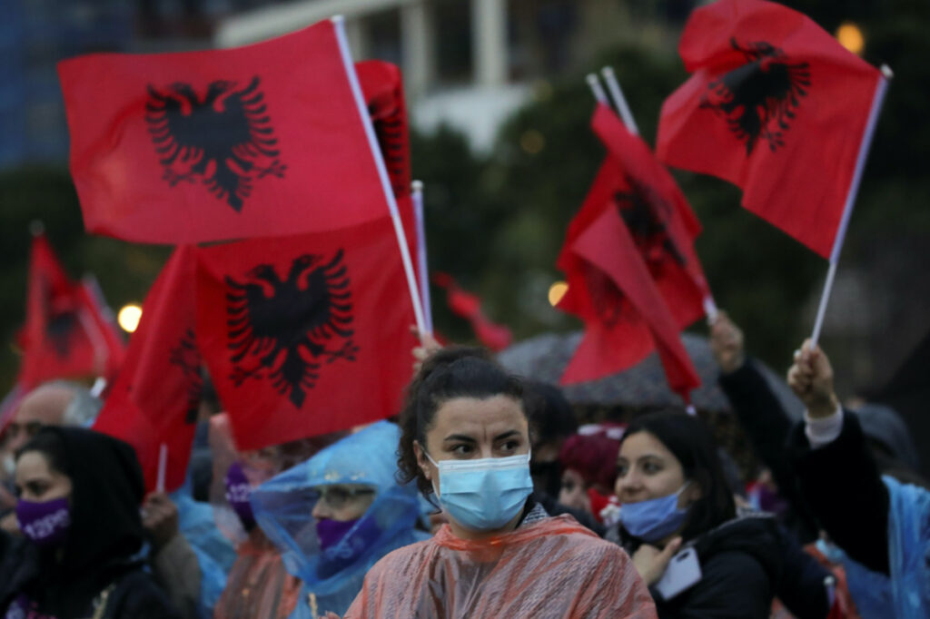 Albania Tirana election rally
