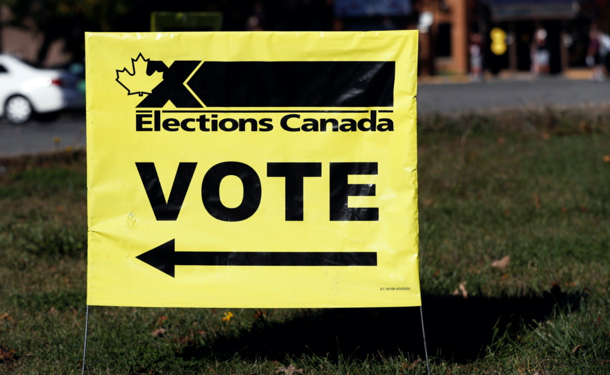 Canada election voting sign