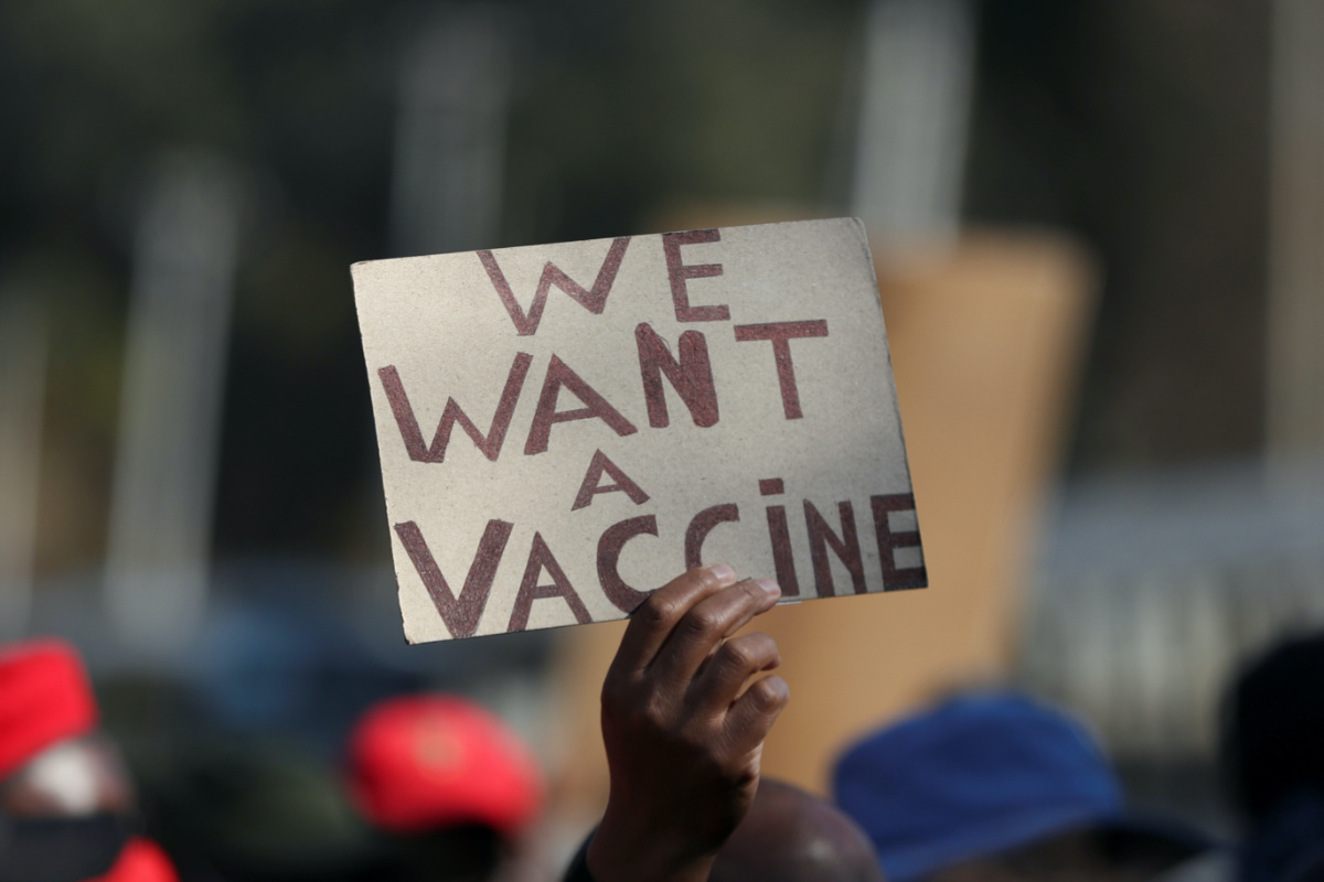 Coronavirus South Africa vaccine protest