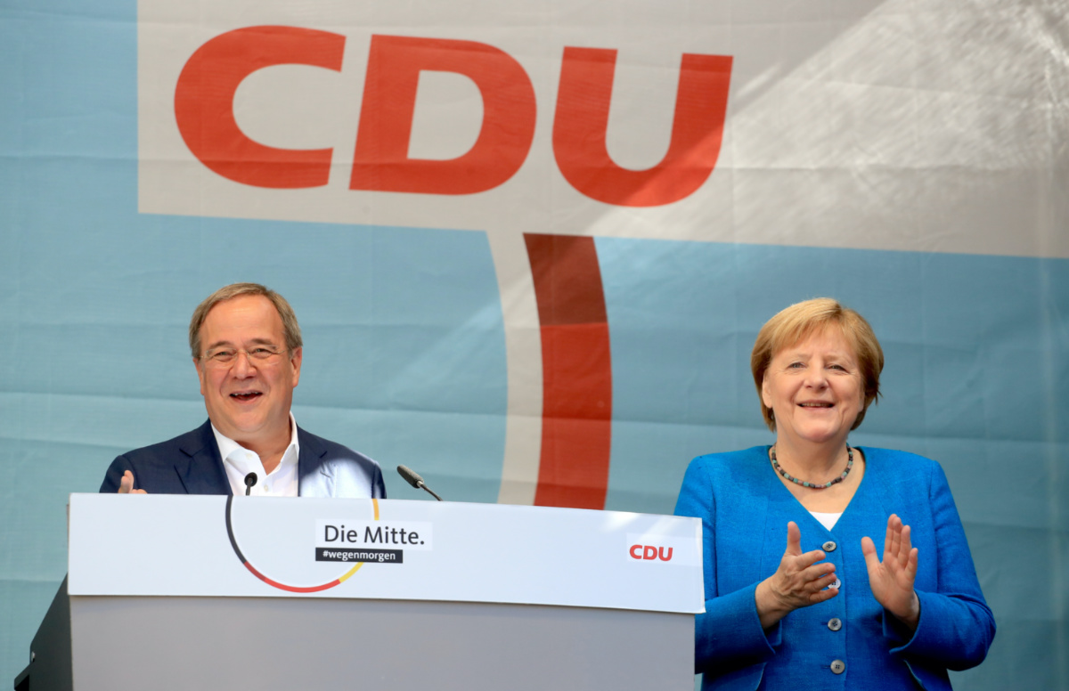Germany electon Armin Laschet and Angela Merkel