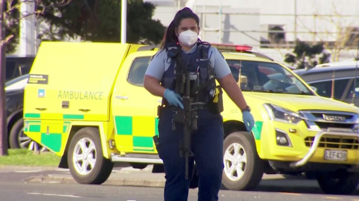 New Zealand Auckland police at scene of stabbing attack