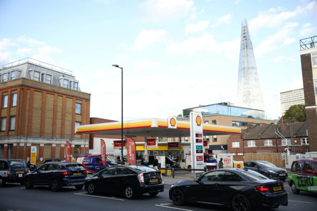 UK London petrol queue