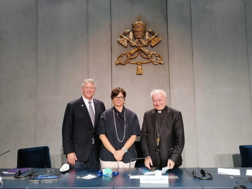 Vatican Professor Maria Chiara Carrozza and Archbishop Vincenzo Paglia