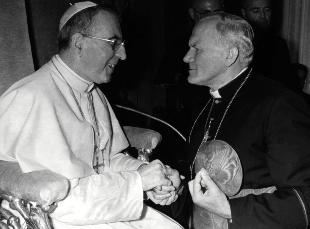 Pope John Paul I meets Cardinal Karol Wojtyla