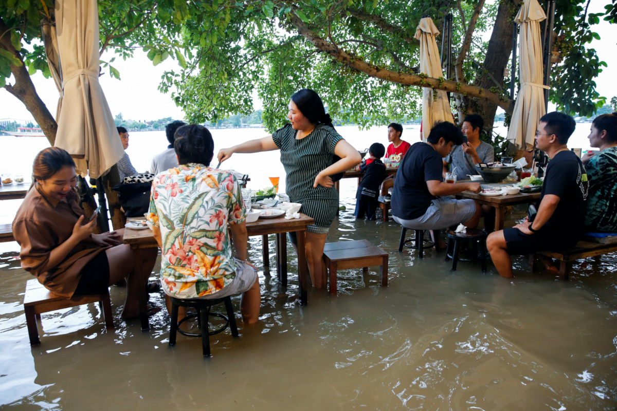 Thailand flooded restaurant
