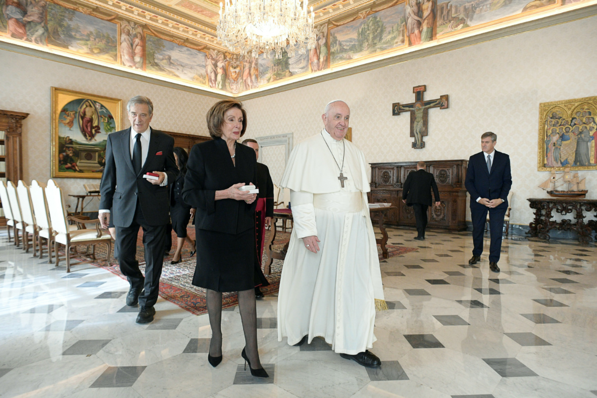 Vatican Pope Francis and Nancy and Paul Pelosi