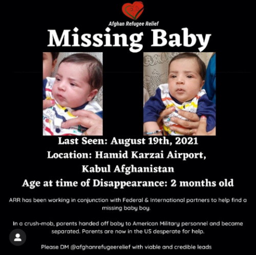 Afghanistan missing baby poster