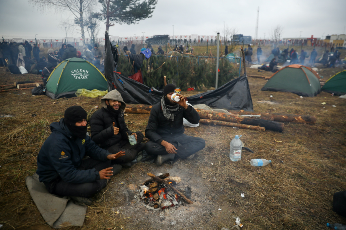 Belarus near Bruzgi Kuznica checkpoint migrant camp