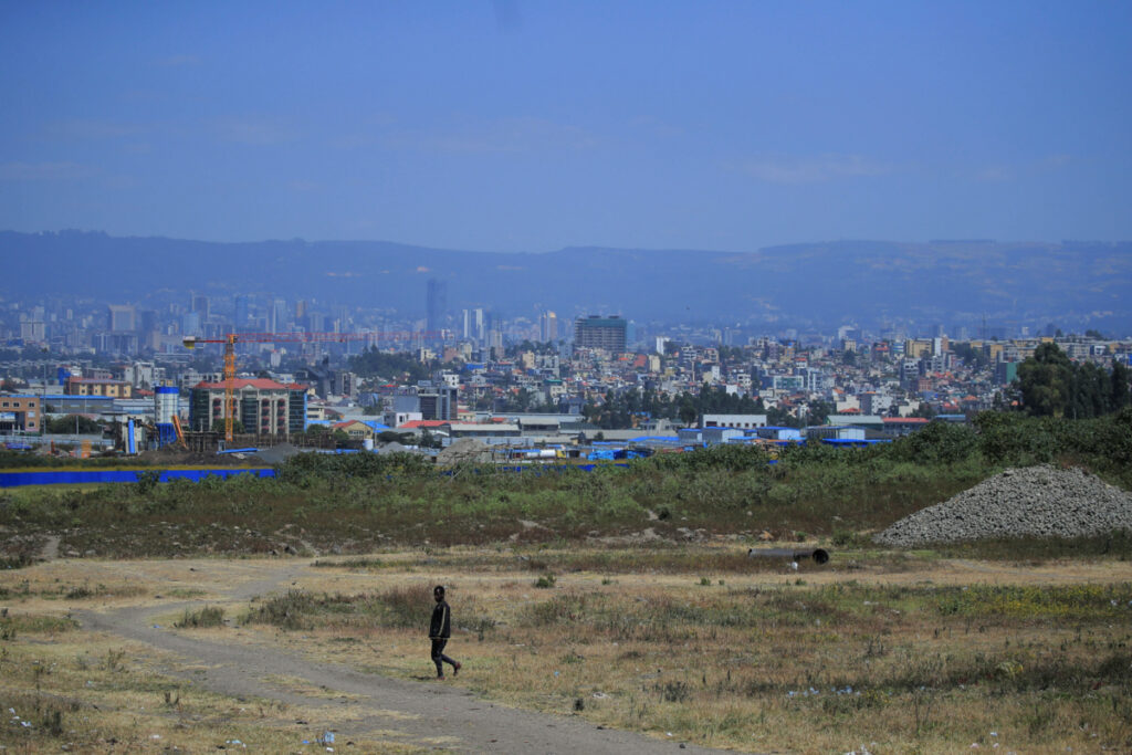 Ethiopia Addis Ababa man on outskirts