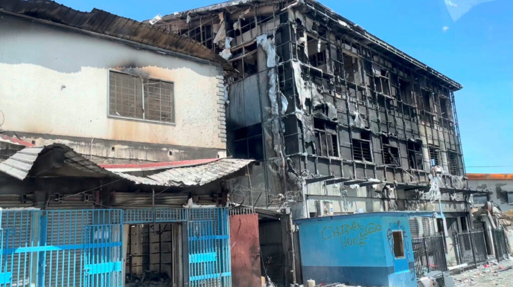 Solomon Islands Honiara burnt buildings