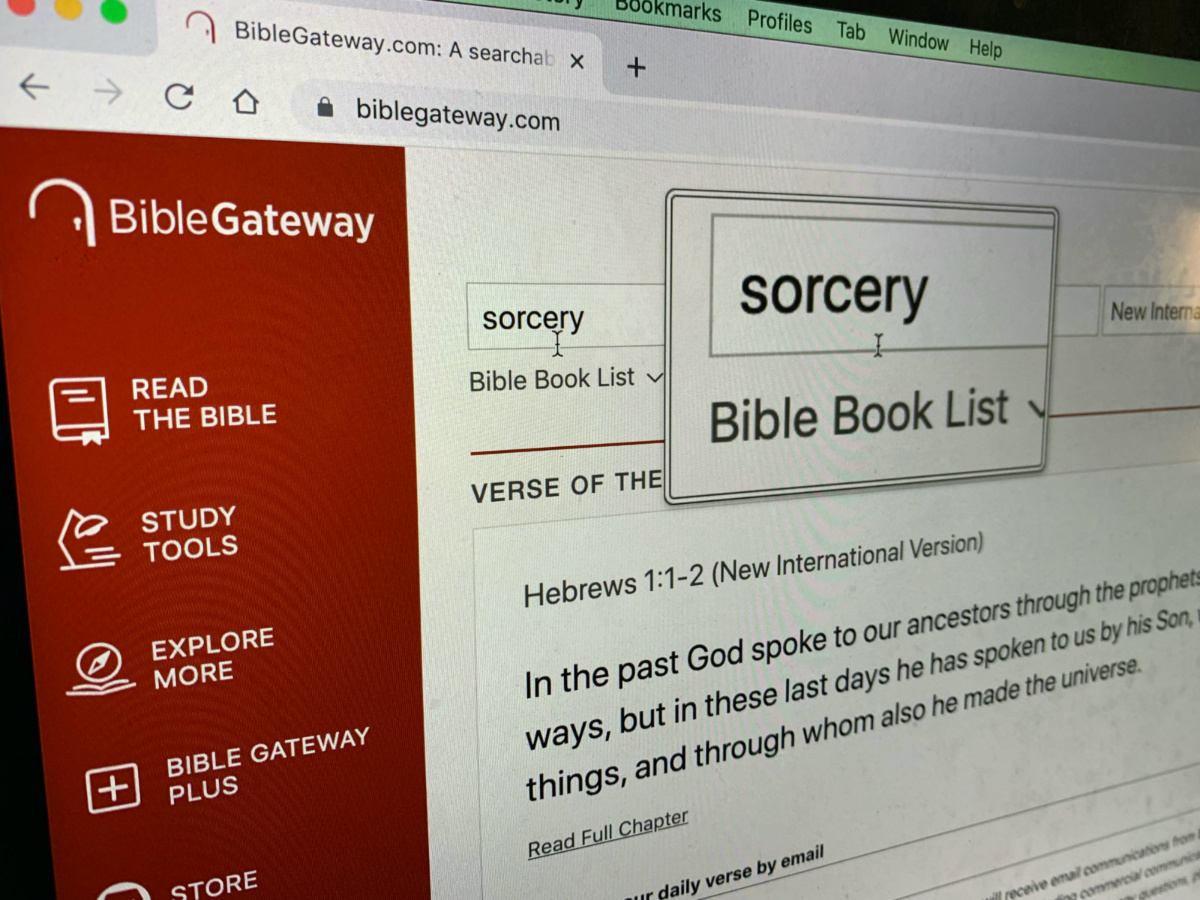 Bible Gateway sorcery search