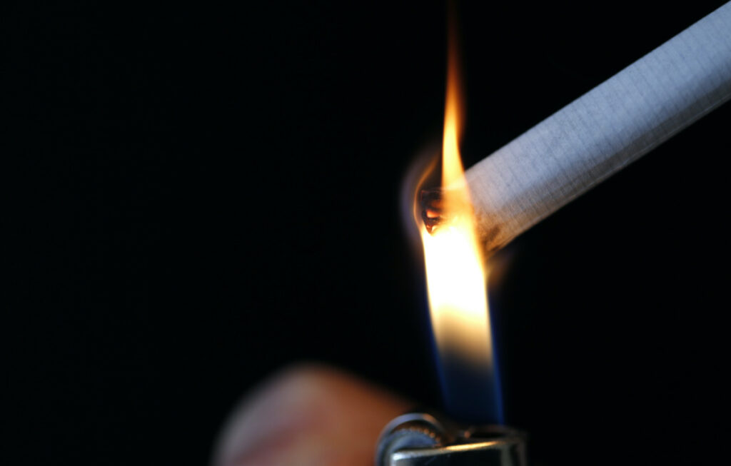 Cigarette being lit