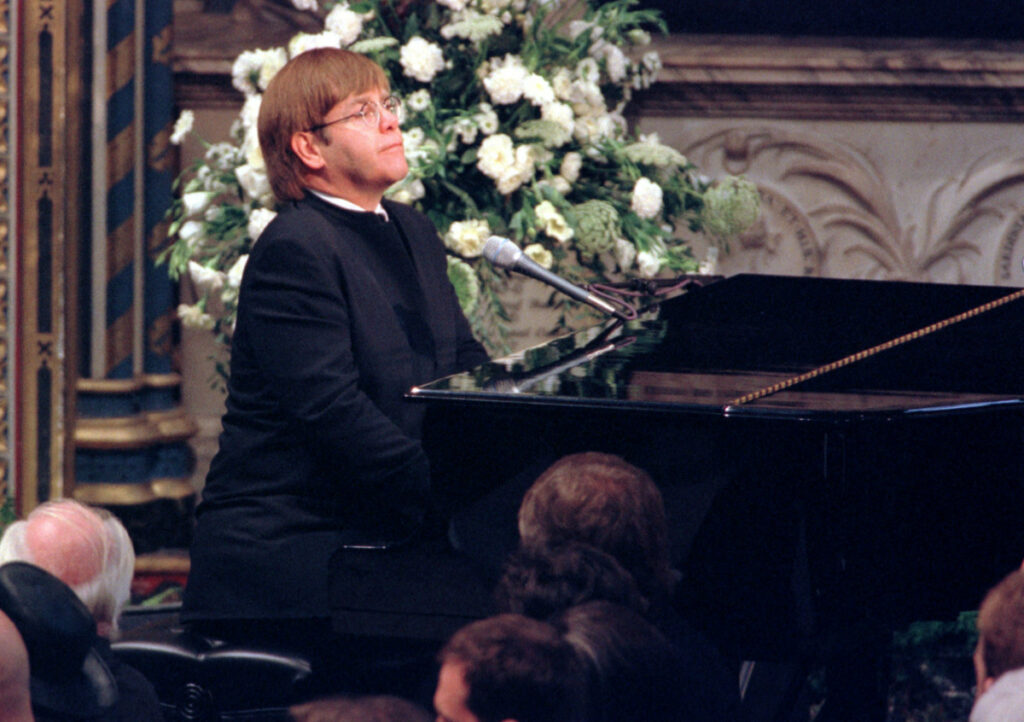 UK London Elton John plays at Princess Dianas funeral