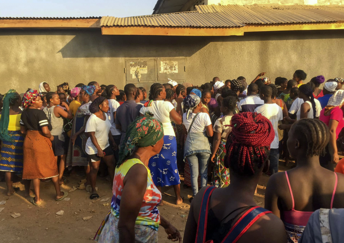 Monrovia Liberia crowd outside hospital