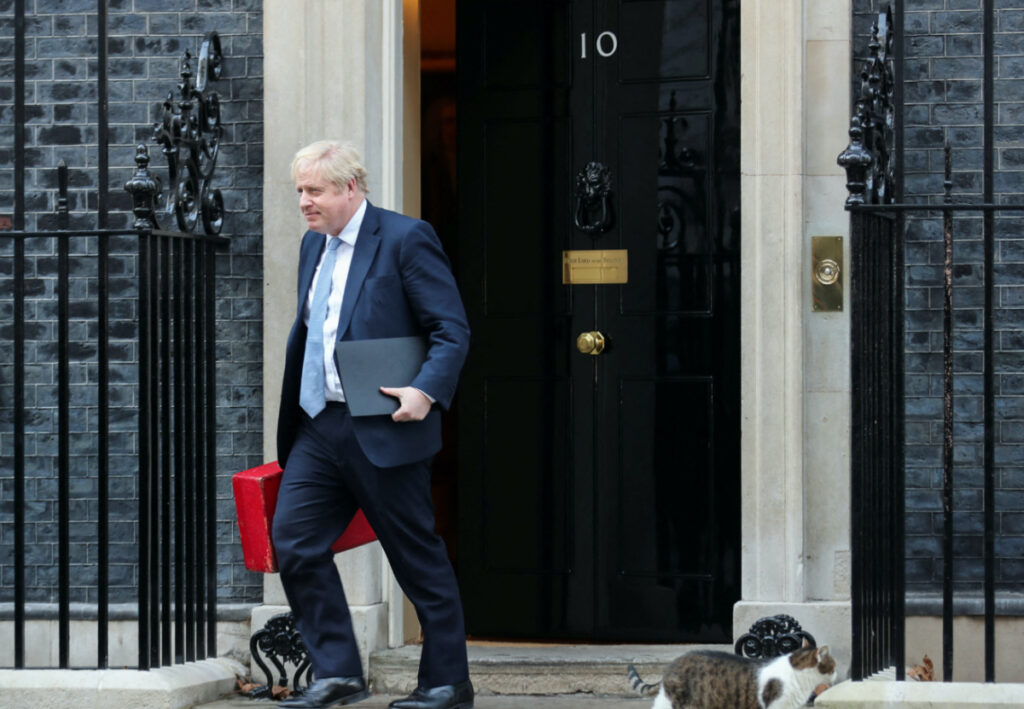 UK London PM Boris Johnson outside Downing Street