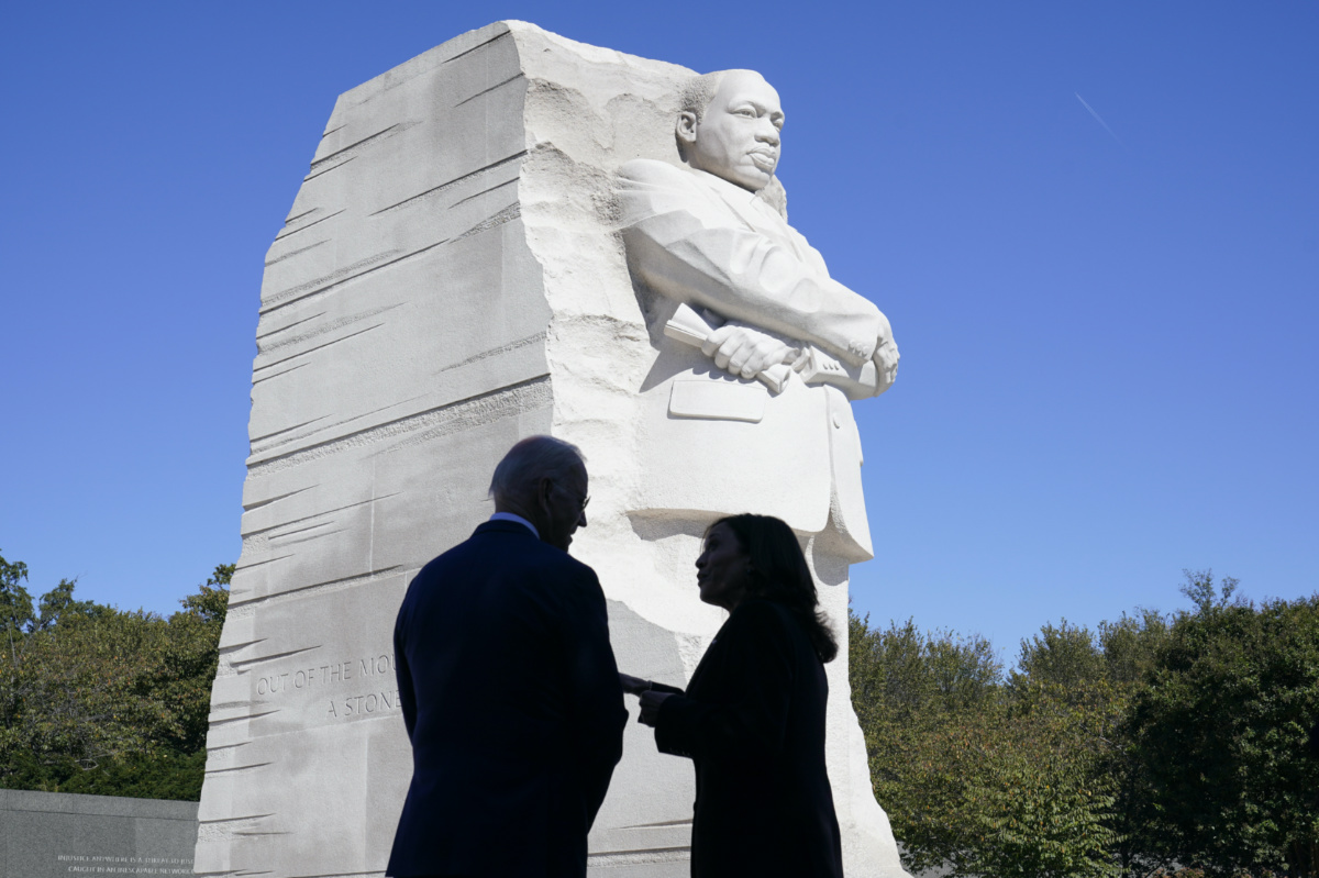 US Washington Martin Luther King Jr Memorial President Joe Biden and Vice President Kamala Harris