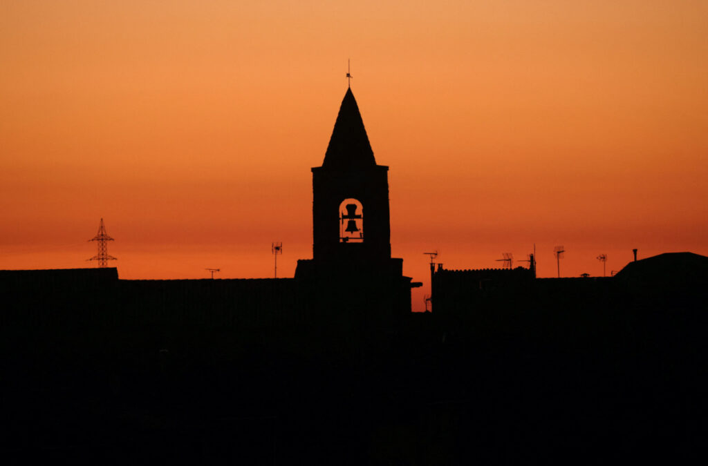 Spain Montmaneu church bell tower