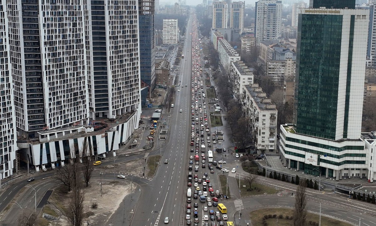 Ukraine Kyiv traffic jam