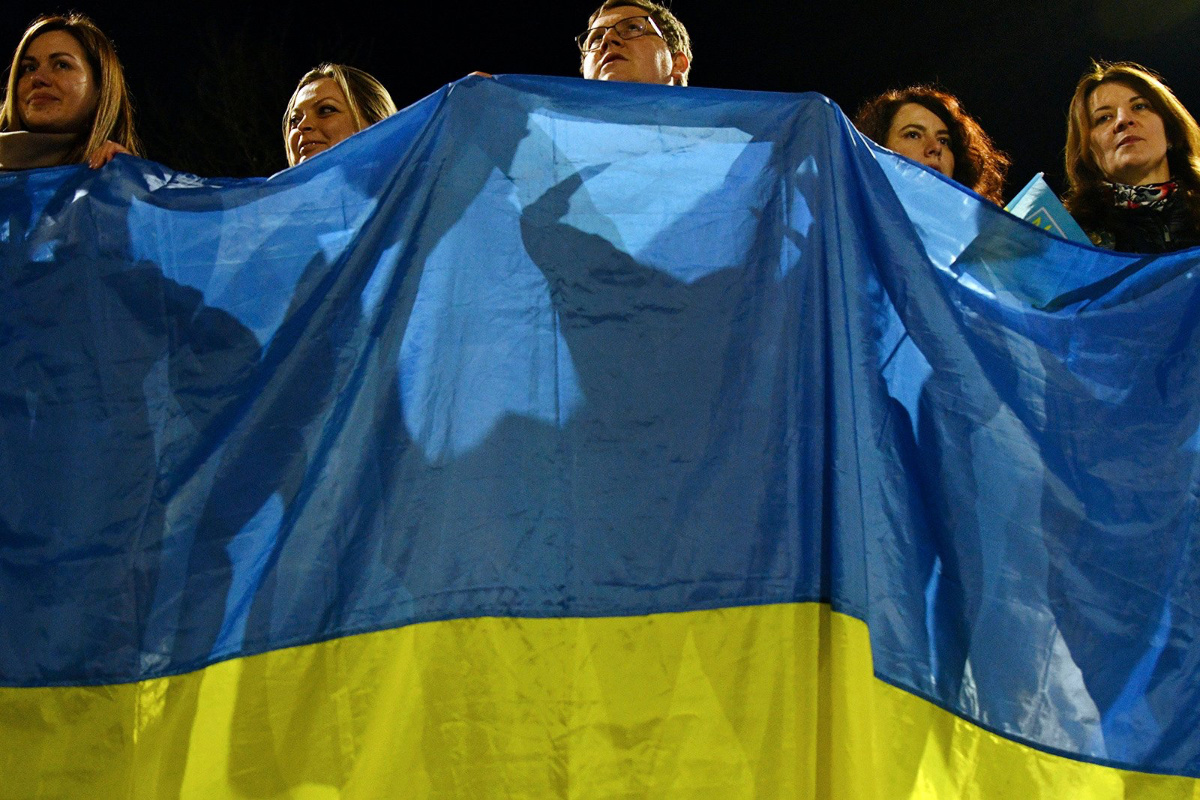 Ukraine Kramatorsk Ukrainian flag