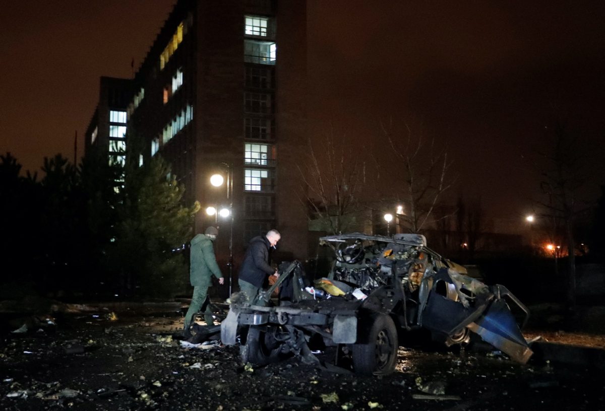 Ukrane Donetsk exploded car