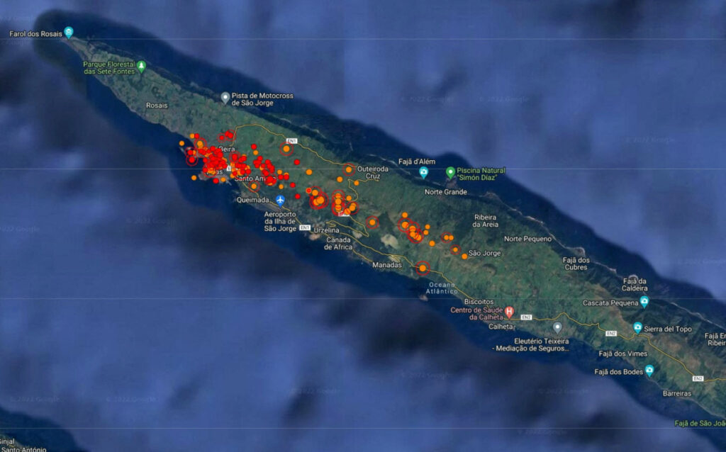 Azores Sao Jorge island seismic activity