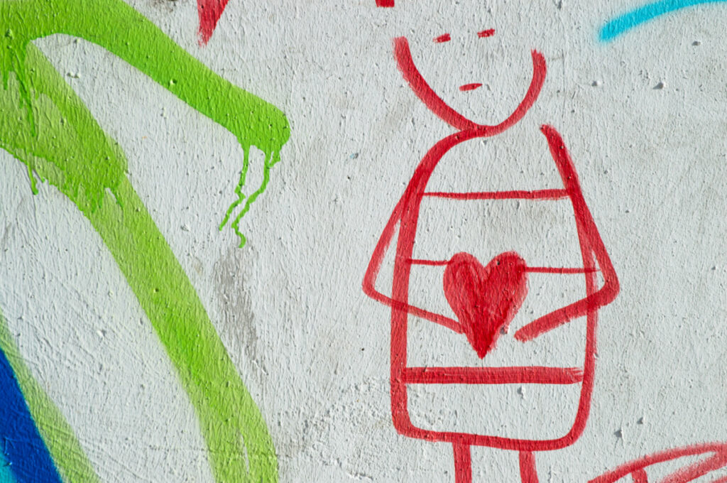 Graffiti of person with a heart
