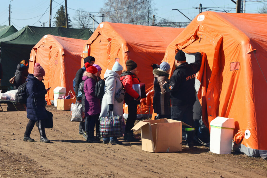 Poland Medyka Ukrainian refugees arrive