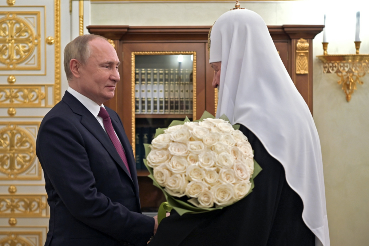 Russia Russian President Vladimir Putin congratulates Russian Orthodox Church Patriarch Kirill