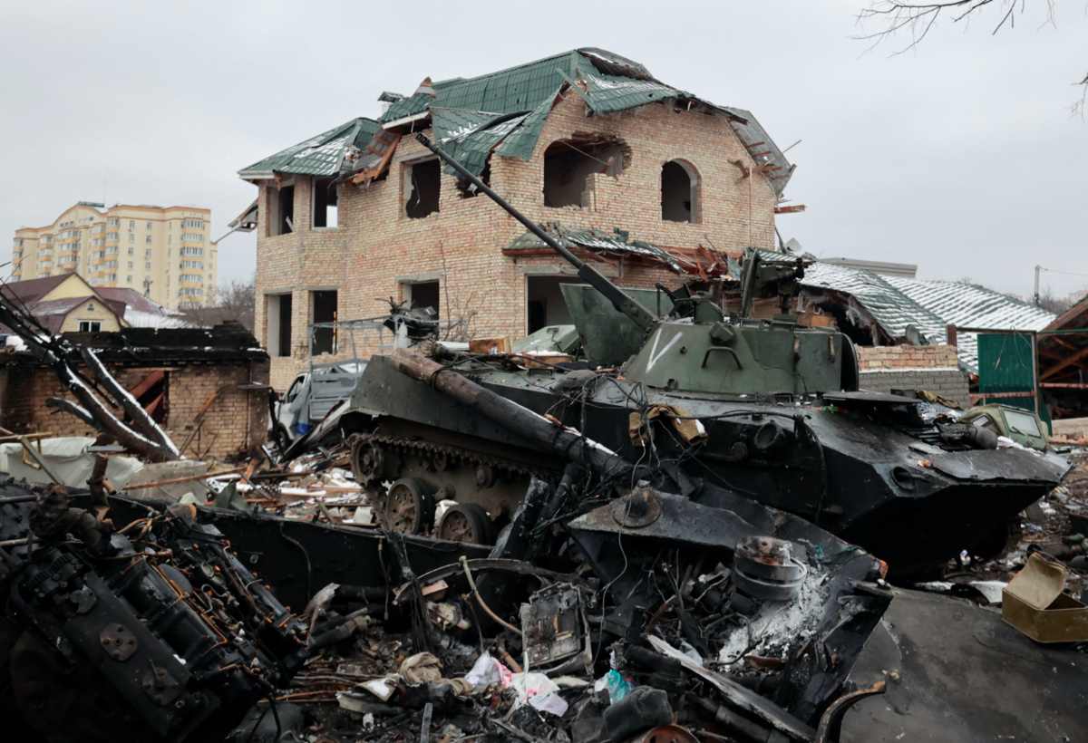 Ukraine Bucha destroyed vehicle