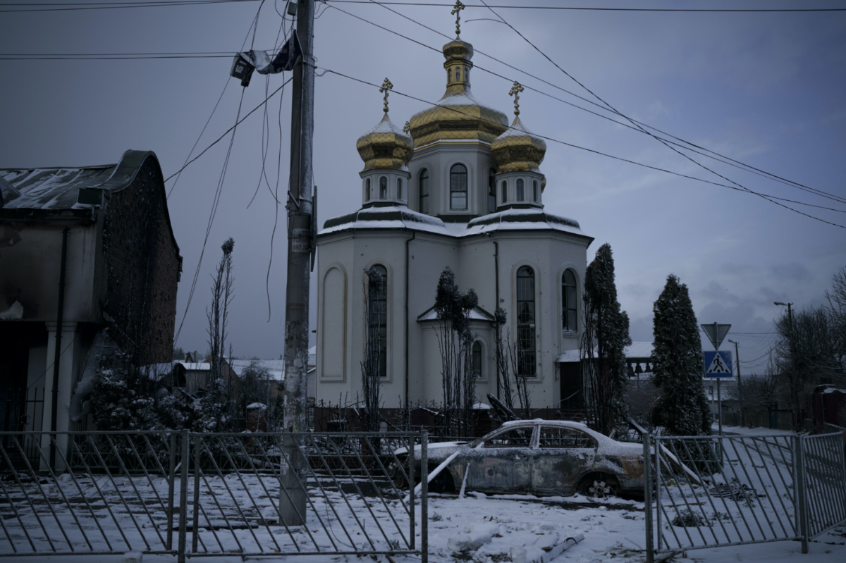 Ukraine Irpin damaged church