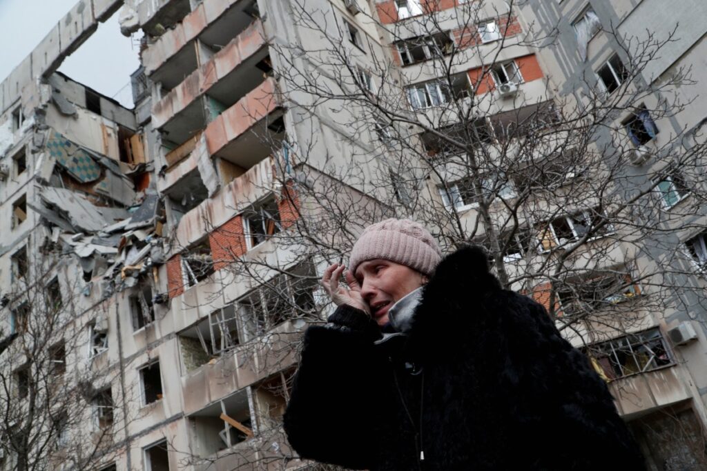 Ukraine Mariupol ruined building