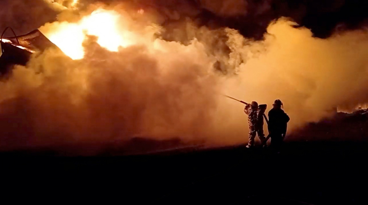 Ukraine Zhytomyr fire at oil depot