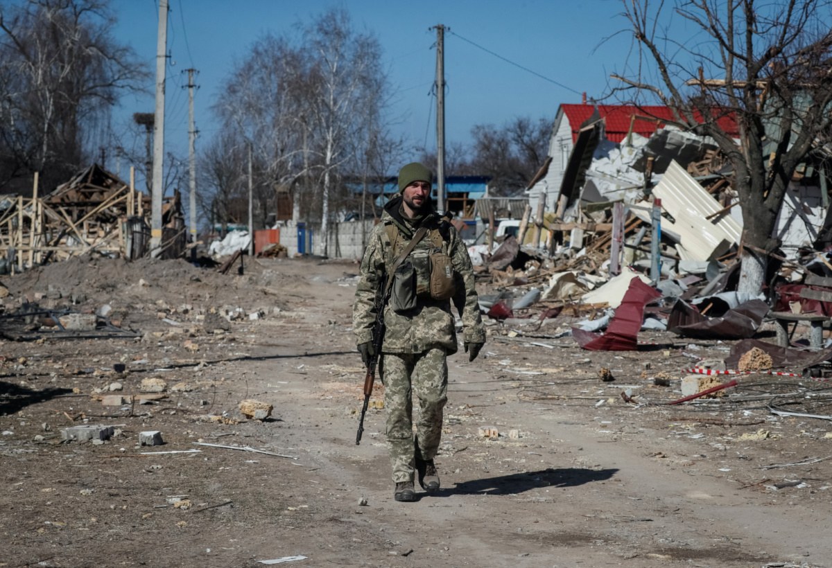 Ukraine destroyed village near Kyiv