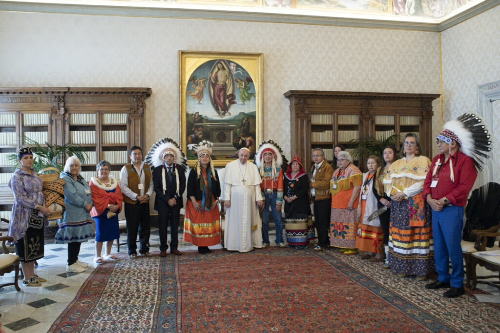 Vatican Pope and Canadian First Nations delegation