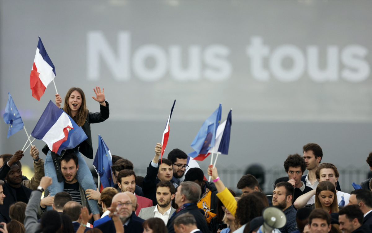 France Paris election Macron supporters