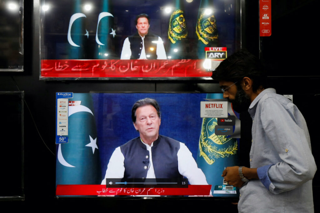 Pakistan Islamabad Imran Khan on TV