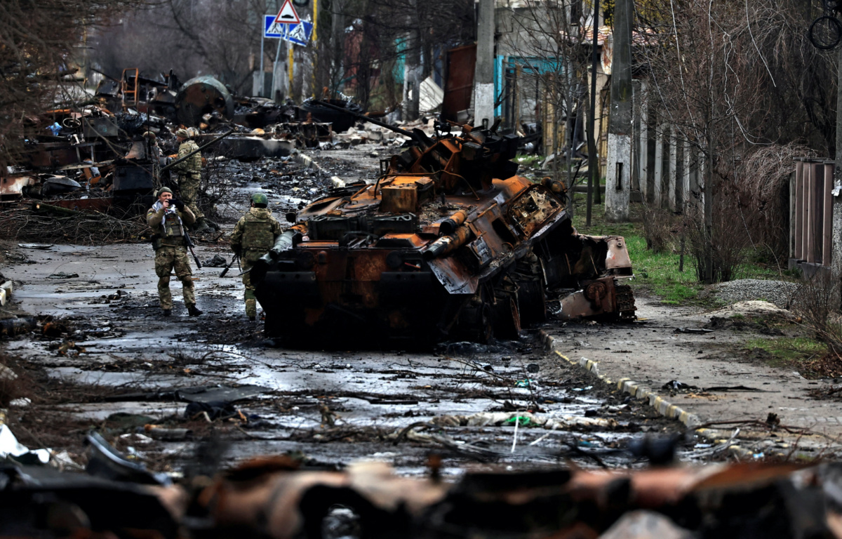 Ukraine Bucha destroyed Russian tanks