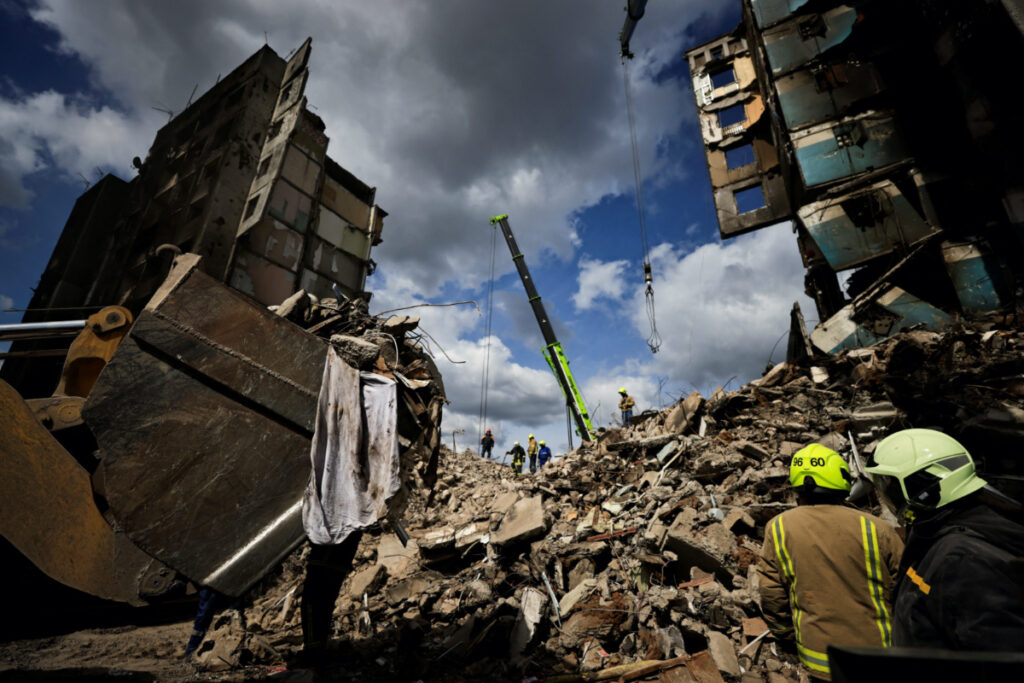 Ukraine Borodianka shelled buildings