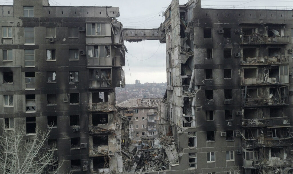 Ukraine Mariupol destroyed residential towers