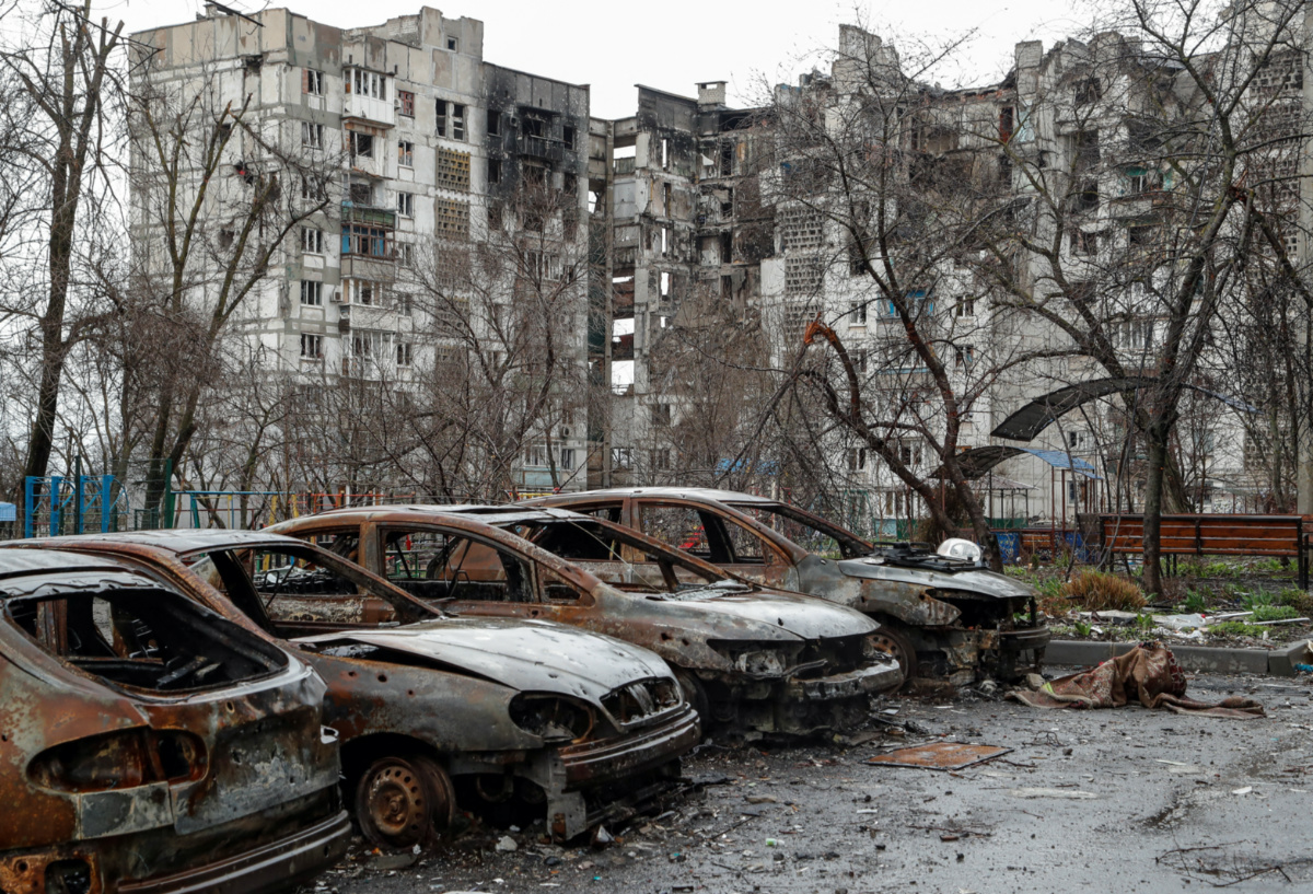 Ukraine Mariupol destroyed vehicles