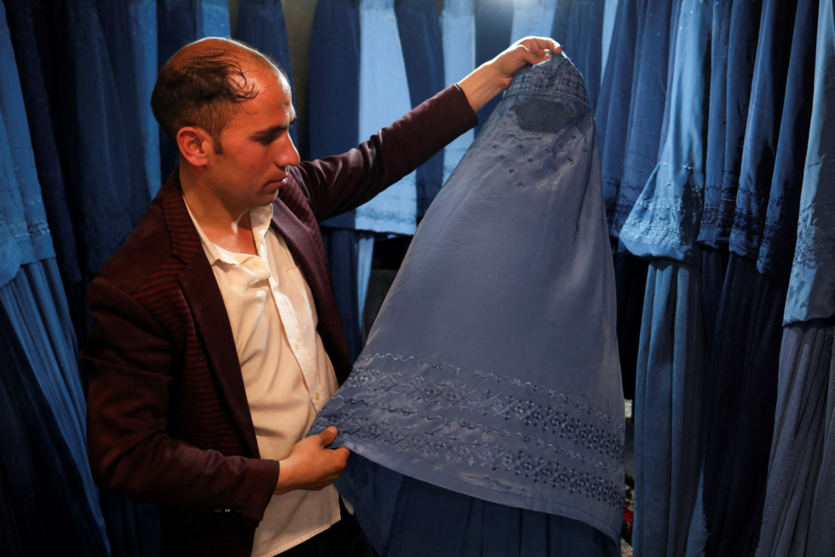Afghanistan Kabul burqa salesman