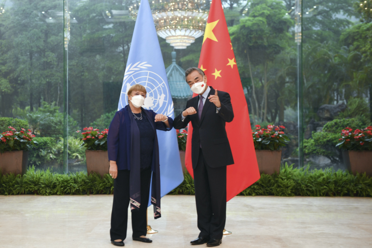 China Chinese Foreign Minister Wang Yi right meets with the United Nations High Commissioner for Human Rights Michelle Bachelet