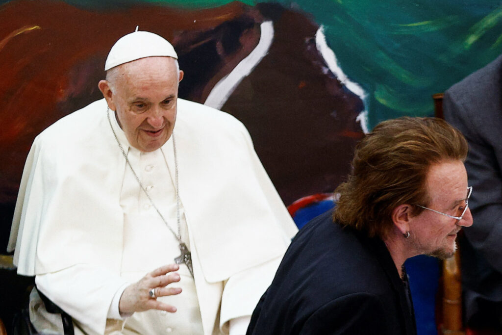 Italy Rome Pope Francis and Bono