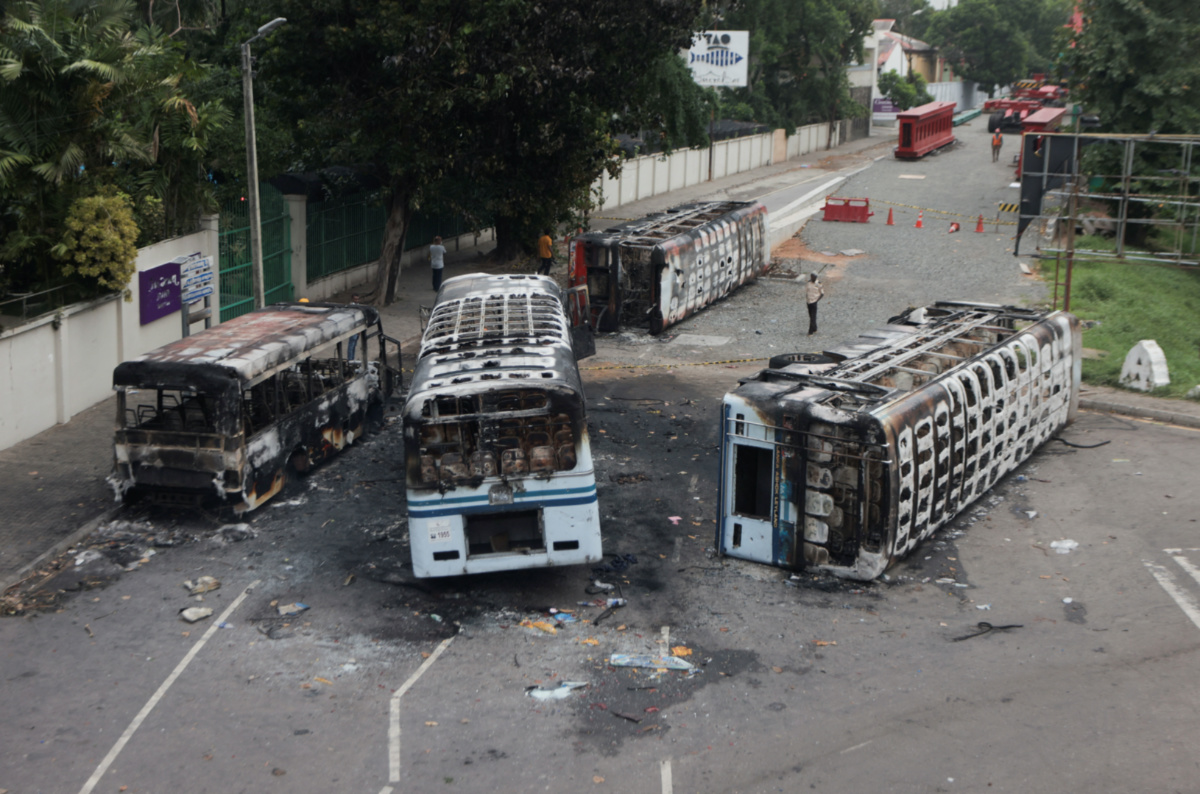 Sri Landa Colombo burnt vehicles
